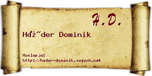 Héder Dominik névjegykártya
